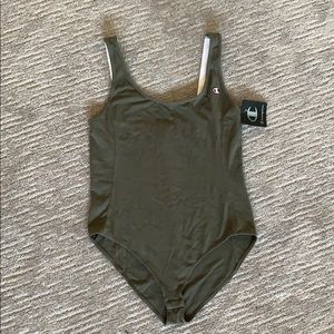 Olive Green Champion Body Suit